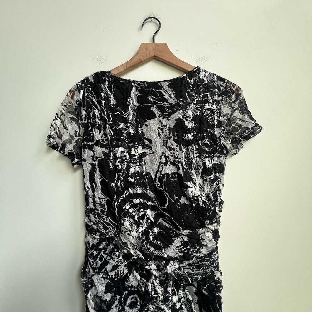 REISS Bodycon Romisa Draped Lace dress Asymmetrical Whimsical Y2K abstract print - Picture 15 of 15